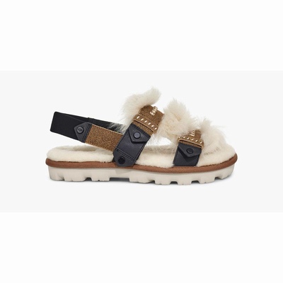 Sandálias UGG Fluff Punk Slingback Mulher Marrom | PT-QCRDY